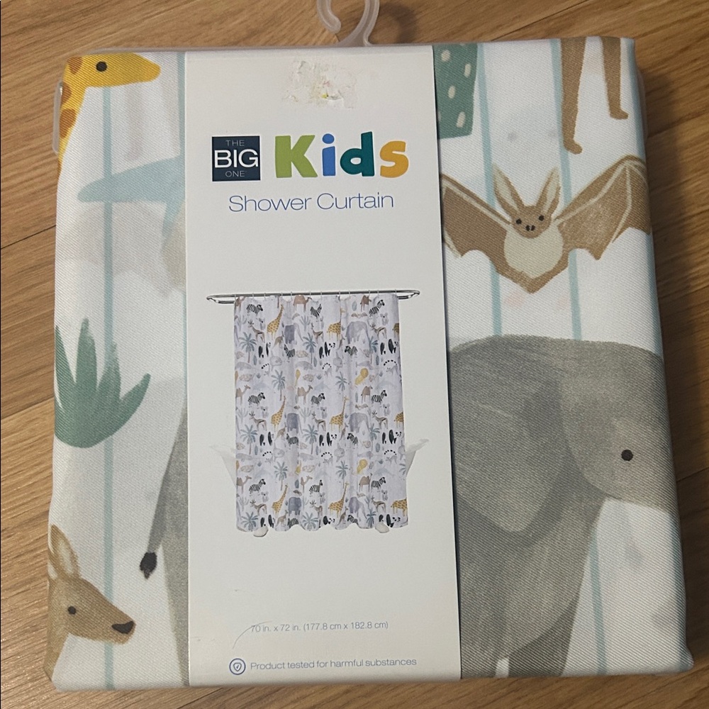 The Big One Kids Safari Animal Shower Curtain - Gray and Brown
